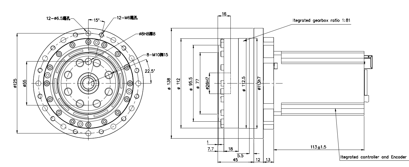 CAN總線一體化高扭矩盤式輸出智能伺服電機-PD6-CBWF32
