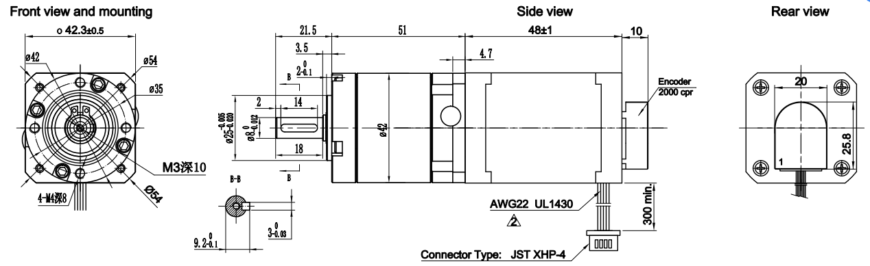 力矩增強(qiáng)型42系列減速閉環(huán)步進(jìn)電機(jī)NEMA17-YL4218L1804-E2000G20